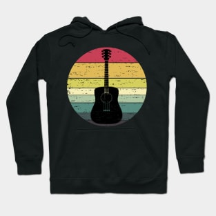 Retro Sunset Guitar Distressed Retro Rainbow Colors Hoodie